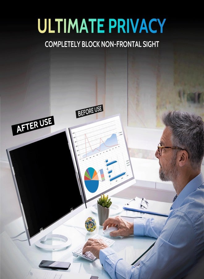 Peslv [2-Pack] 27 Inch Privacy Screen for Computer Monitor 16:9 Aspect Ratio, Eye Protection Anti Blue Light Glare Shield, 27inch Removable Black Blackout Anti Spy Desktop Security Private Filter - Image 3